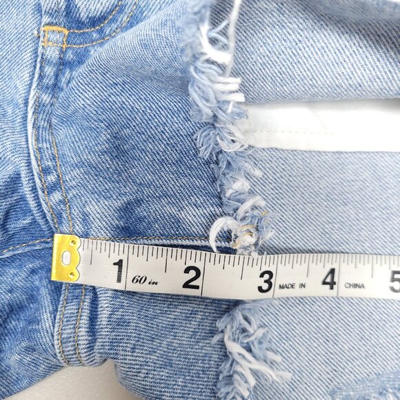 Agolde Cutoff Distressed Denim High Rise Shorts Button Fly Size 27 - Picture 4 of 8